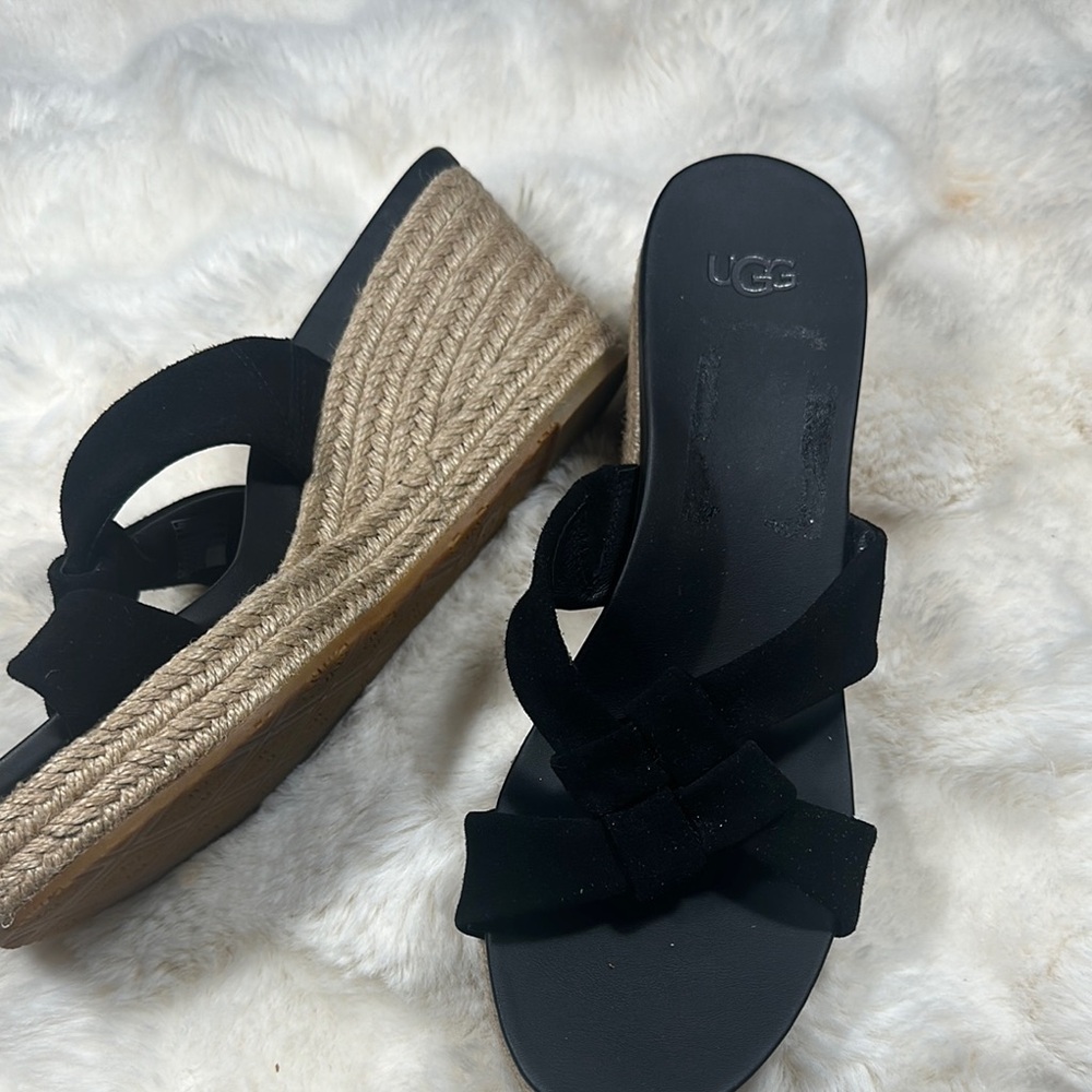 UGG Women's Black Wedge Sandals